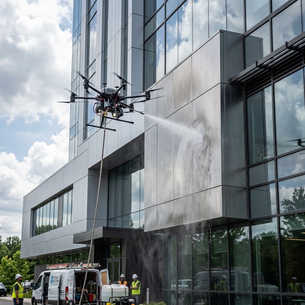 Industrial Facade Washing Drone